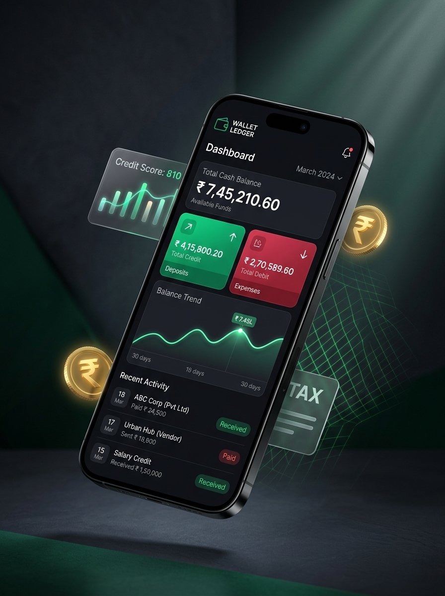 Wallet Ledger 3D App Mockup
